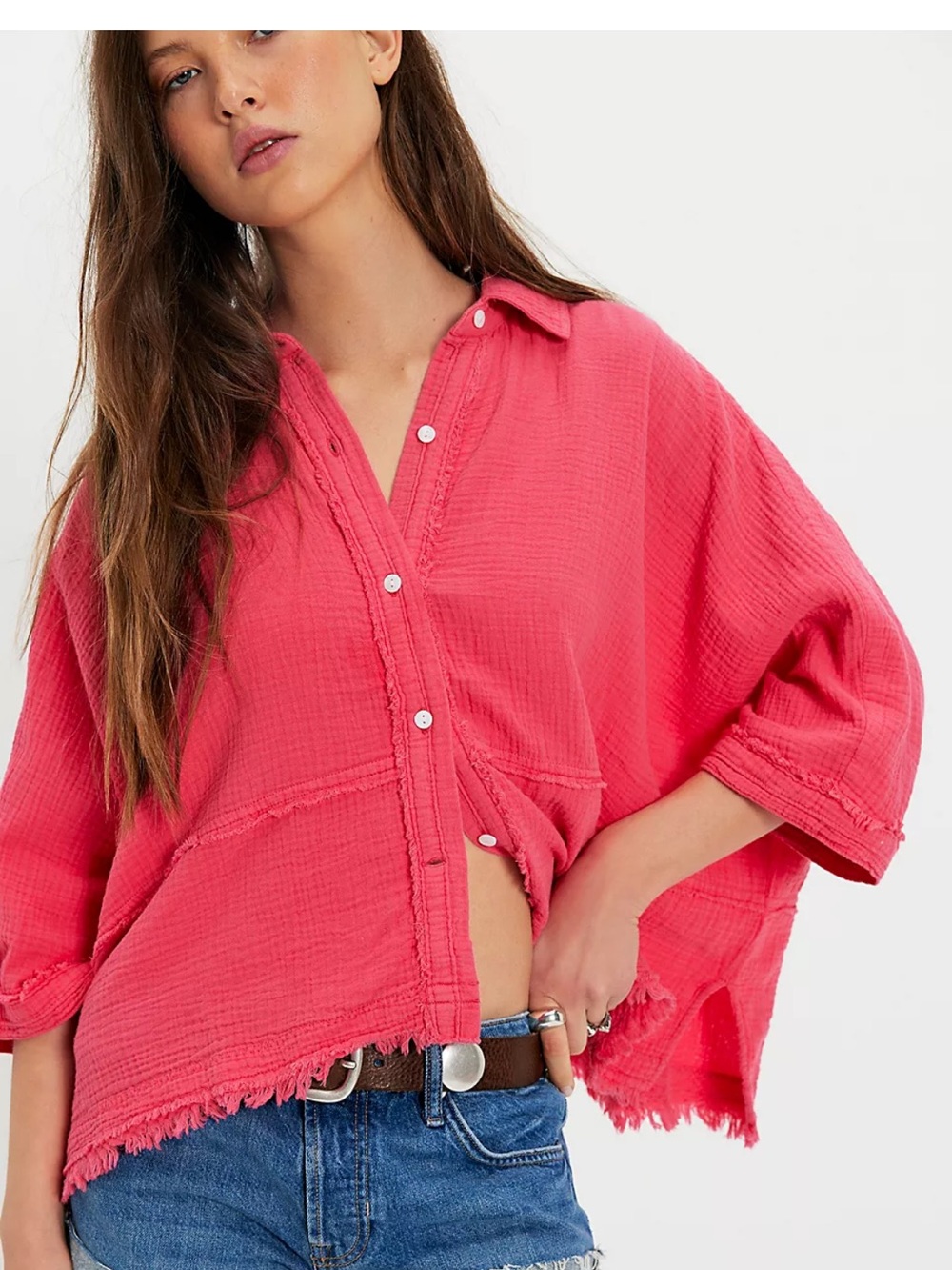 We The Free Happy Days Tarteberry Gauze Button-Down Top Small NIB